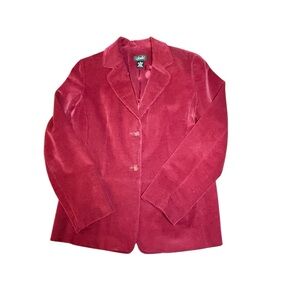 Rafaella Deep Red Wine Corduroy Blazer Women's 12 Christmas Work Party‎ 90s Y2K